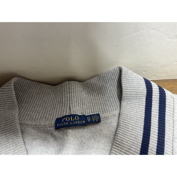 Polo Ralph Lauren V-neck Fleece in Grey Varsity Letterman Sweatshirt Dress XS - Picture 6 of 11